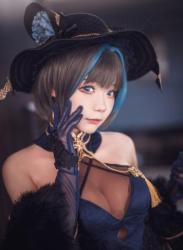 [Cosplay] Wang Pang u 王胖胖u – Cheshire cheongsam 柴郡旗袍